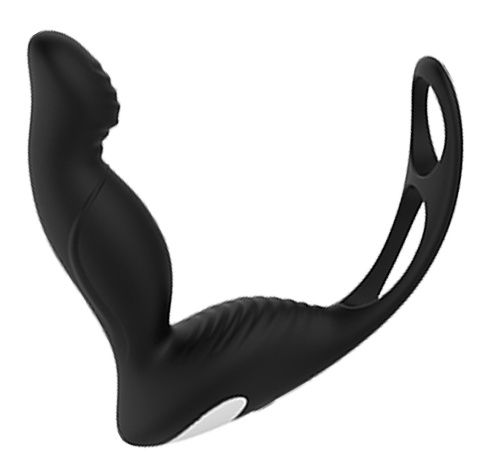 Черный вибромассажер простаты P-PLEASER W ERECTION ENHANCE - Dream Toys - в Жуковском купить с доставкой