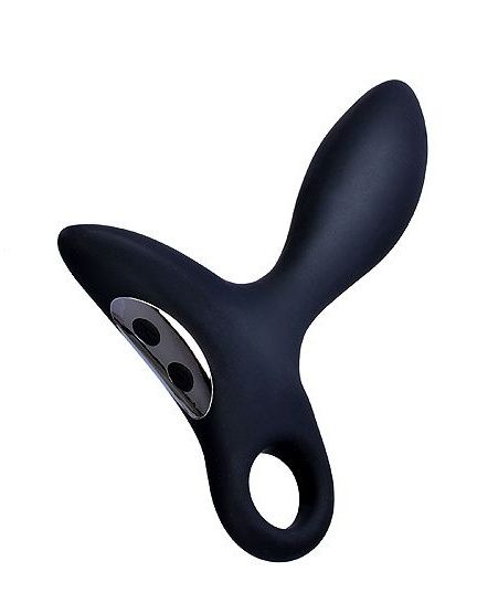 Черный силиконовый анальный вибромассажер Erokey с колечком-ограничителем - Erokay - в Жуковском купить с доставкой