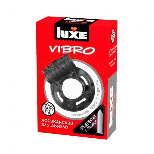 Чёрное эрекционное виброкольцо Luxe VIBRO  Африканский Эль Дьябло  + презерватив - Luxe - в Жуковском купить с доставкой