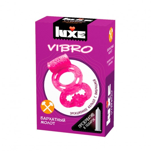 Розовое эрекционное виброкольцо Luxe VIBRO  Бархатный молот  + презерватив - Luxe - в Жуковском купить с доставкой