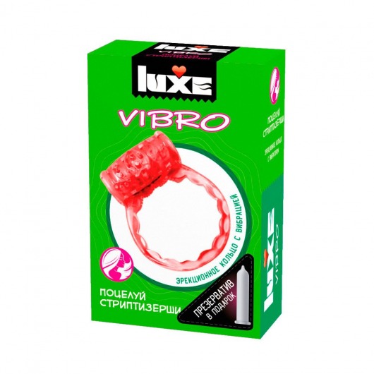 Розовое эрекционное виброкольцо Luxe VIBRO  Поцелуй стриптизёрши  + презерватив - Luxe - в Жуковском купить с доставкой