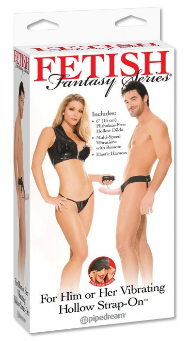 Полый страпон унисекс телесного цвета с вибрацией For Him or Her ​Vibrating Hollow Strap-On - 15 см. - Pipedream - купить с доставкой в Жуковском