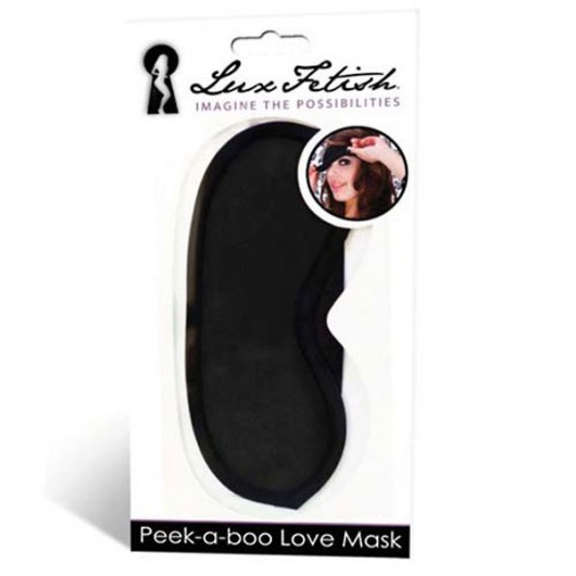 Черная маска на глаза Peek-a-Boo - Lux Fetish - купить с доставкой в Жуковском