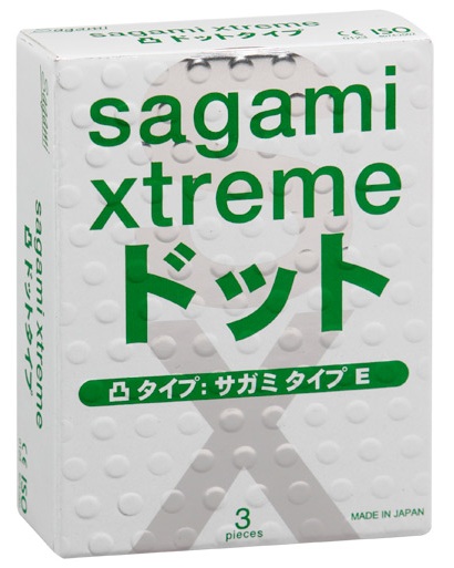 Презервативы Sagami Xtreme SUPER DOTS с точками - 3 шт. - Sagami - купить с доставкой в Жуковском