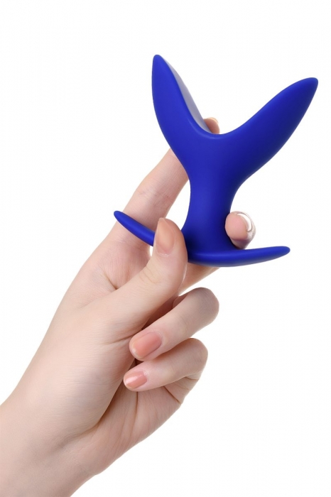 Синяя силиконовая расширяющая анальная втулка Bloom - 9 см. - ToyFa