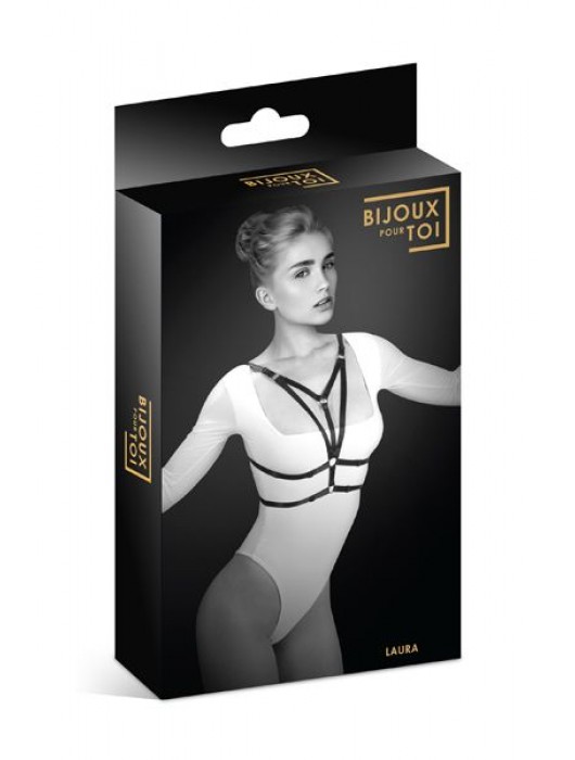 Черная упряжь на грудь Laura - Bijoux Pour Toi - купить с доставкой в Жуковском