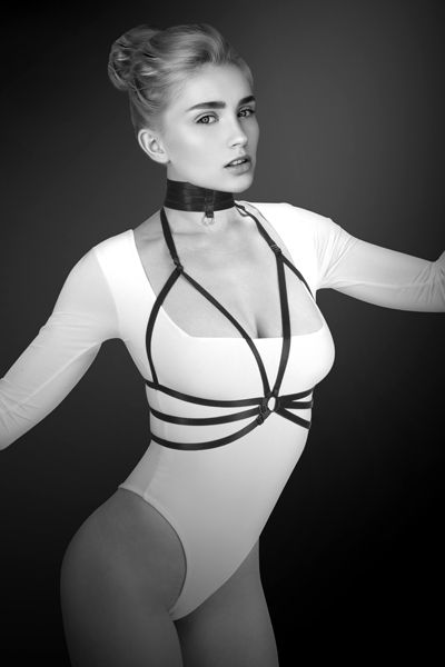 Черная упряжь на грудь Julia - Bijoux Pour Toi - купить с доставкой в Жуковском