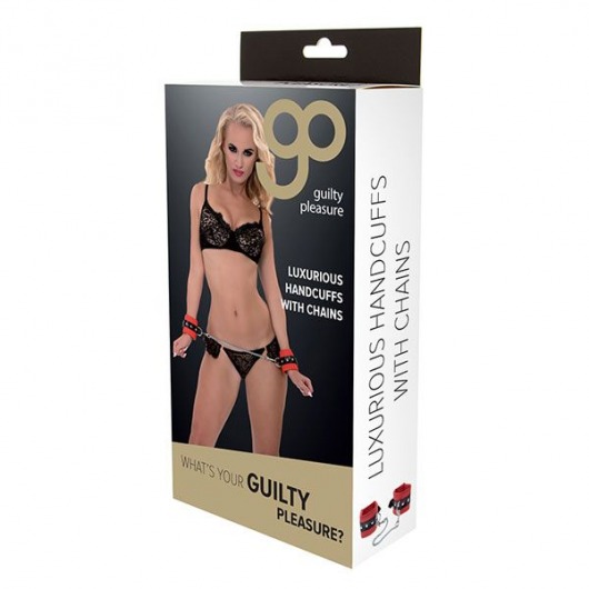 Красно-чёрные наручники на металлической цепочке - Blush Novelties - купить с доставкой в Жуковском