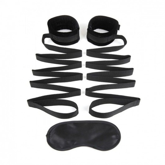 Чёрные манжеты для фиксации на кровати Bondage Bed Strap - Lux Fetish - купить с доставкой в Жуковском