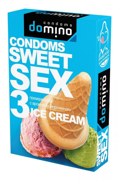 Презервативы для орального секса DOMINO Sweet Sex с ароматом мороженого - 3 шт. - Domino - купить с доставкой в Жуковском