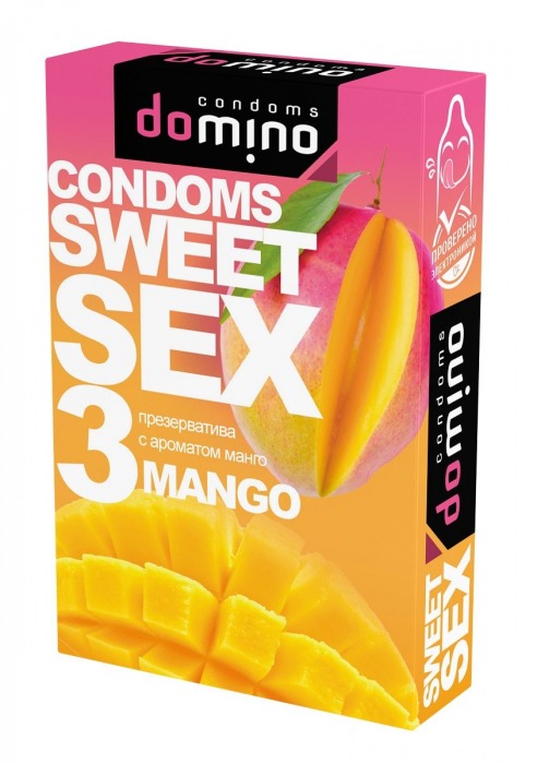 Презервативы для орального секса DOMINO Sweet Sex с ароматом манго - 3 шт. - Domino - купить с доставкой в Жуковском