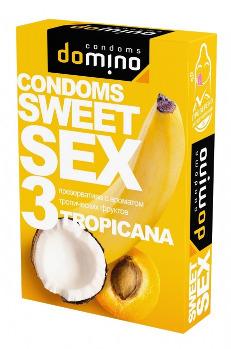 Презервативы для орального секса DOMINO Sweet Sex с ароматом тропических фруктов - 3 шт. - Domino - купить с доставкой в Жуковском