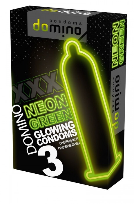 Презервативы DOMINO Neon Green со светящимся в темноте кончиком - 3 шт. - Domino - купить с доставкой в Жуковском