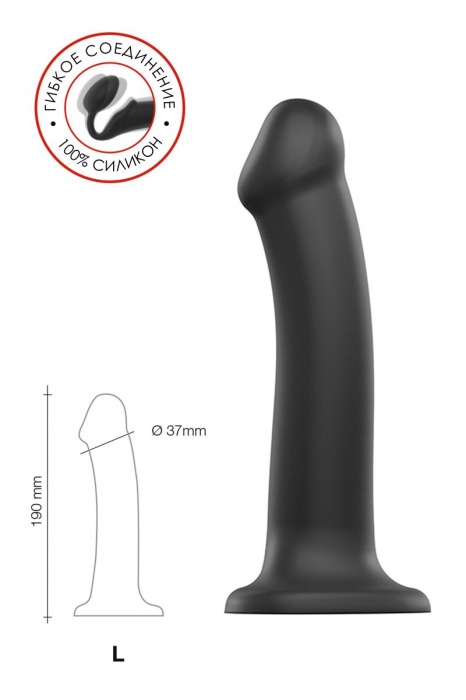 Черный фаллос на присоске Silicone Bendable Dildo L - 19 см. - Strap-on-me - купить с доставкой в Жуковском
