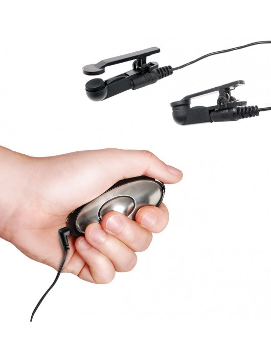 Черные электрические зажимы для сосков Shock Therapy Nipple Clamps - Pipedream - купить с доставкой в Жуковском