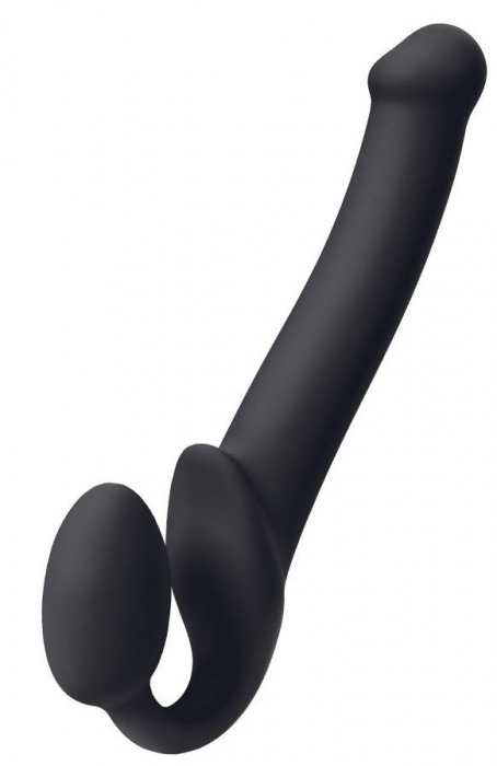 Черный безремневой страпон Silicone Bendable Strap-On M - Strap-on-me - купить с доставкой в Жуковском
