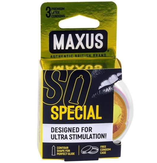 Презервативы с точками и рёбрами в пластиковом кейсе MAXUS Special - 3 шт. - Maxus - купить с доставкой в Жуковском