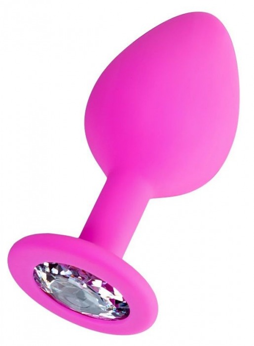 Розовая анальная втулка Brilliant с прозрачным кристаллом - 8 см. - ToyFa - купить с доставкой в Жуковском