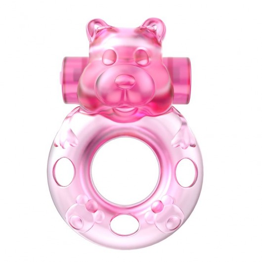 Розовое эрекционное виброкольцо на пенис Pink Bear - Baile - в Жуковском купить с доставкой