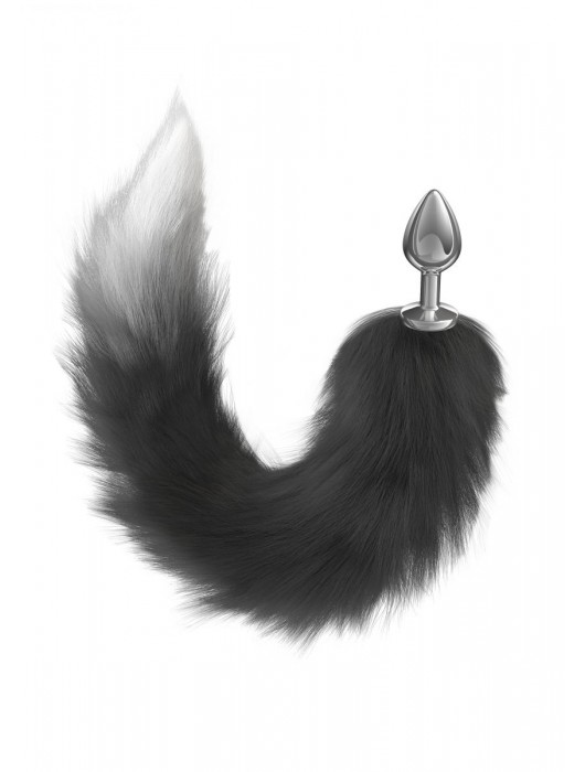 Серебристая анальная пробка с черным хвостом Galaxy - Lola Games - купить с доставкой в Жуковском