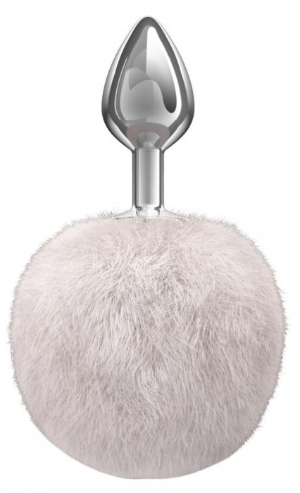 Серебристая анальная пробка с белым пушистым хвостиком Twinkle - Lola Games - купить с доставкой в Жуковском