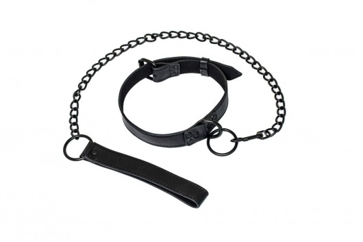Черный ошейник Sin с поводком - Lola Games - купить с доставкой в Жуковском