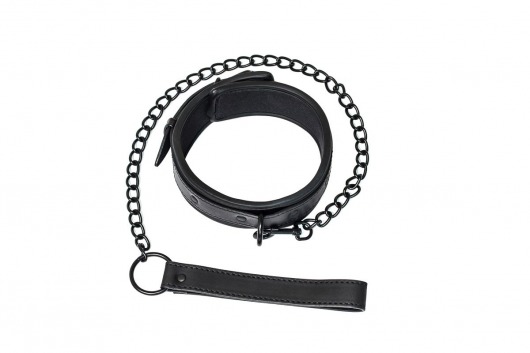 Черный ошейник с поводком Kinky - Lola Games - купить с доставкой в Жуковском