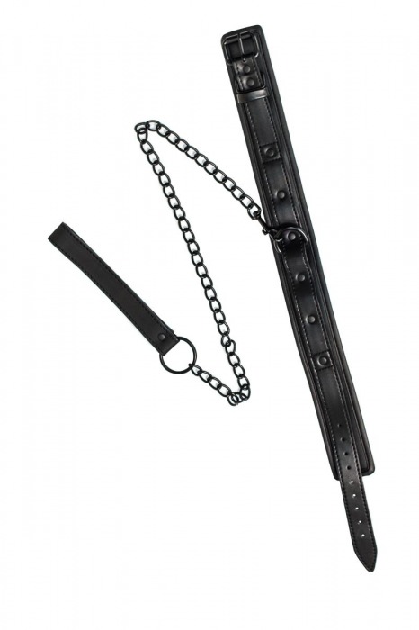 Черный ошейник с поводком Kinky - Lola Games - купить с доставкой в Жуковском