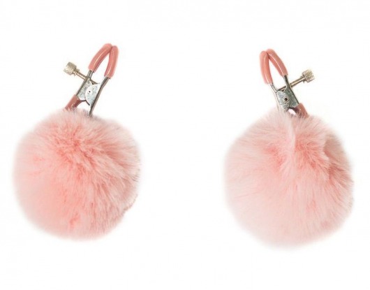 Зажимы на соски Angelic с розовыми меховыми шариками - Lola Games - купить с доставкой в Жуковском