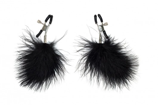 Зажимы на соски с черным пухом Euphoric - Lola Games - купить с доставкой в Жуковском