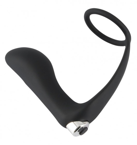Черное эрекционное кольцо с анальной вибропробкой Vibrating Ring   Plug - Orion - в Жуковском купить с доставкой