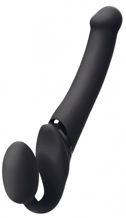 Черный безремневой вибрострапон Silicone Bendable Strap-On M - Strap-on-me - купить с доставкой в Жуковском