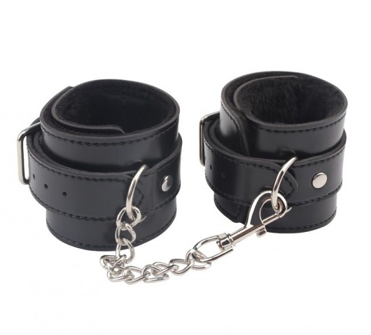 Черные оковы на ноги Obey Me Leather Ankle Cuffs - Chisa - купить с доставкой в Жуковском
