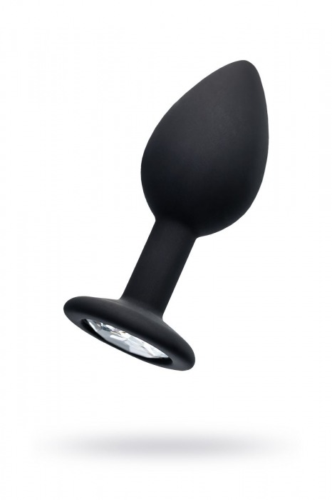 Черная анальная втулка с прозрачным стразом - 7,2 см. - POPO Pleasure - купить с доставкой в Жуковском