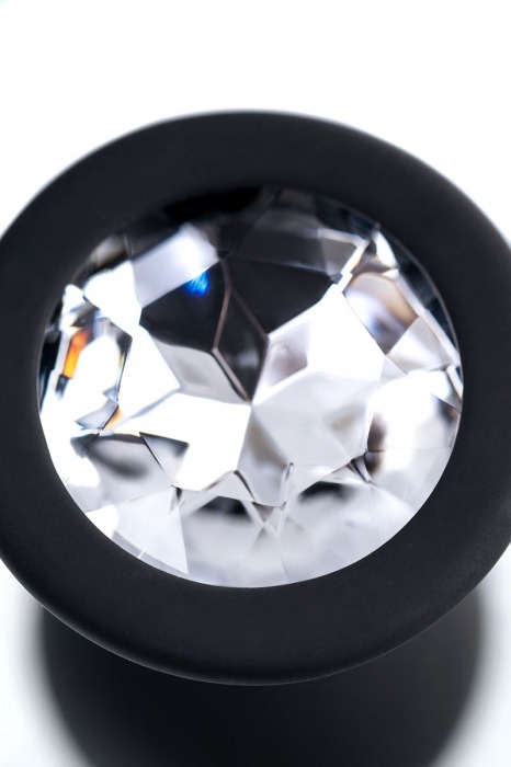 Черная анальная втулка с прозрачным стразом - 7,2 см. - POPO Pleasure - купить с доставкой в Жуковском