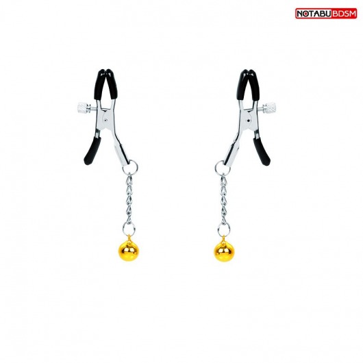 Оригинальные зажимы на соски с желтыми шариками - Notabu - купить с доставкой в Жуковском