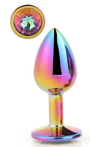 Голографическая анальная втулка с радужным кристаллом - 7,1 см. - Dream Toys - купить с доставкой в Жуковском