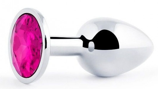 Серебристая анальная пробка с малиновым кристаллом - 7,2 см. - Anal Jewelry Plug - купить с доставкой в Жуковском