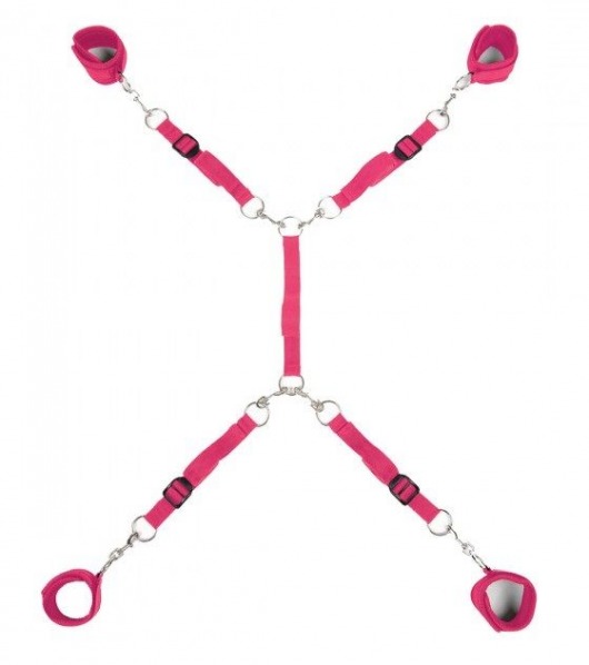 Ярко-розовый набор фиксаций на кровати Classic Bed Spreader - Lux Fetish - купить с доставкой в Жуковском