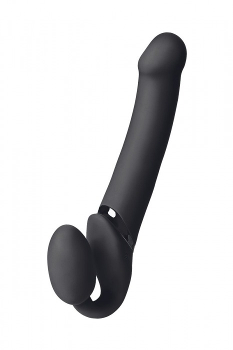 Черный безремневой вибрострапон Vibrating Bendable Strap-On L - Strap-on-me - купить с доставкой в Жуковском