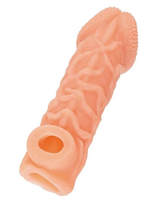 Телесная закрытая насадка с венками Cock Sleeve Size S - 13,8 см. - KOKOS - в Жуковском купить с доставкой