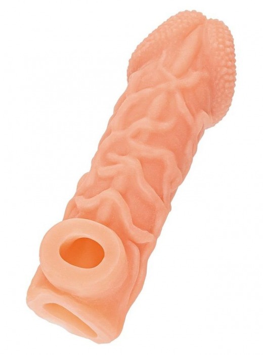 Телесная закрытая насадка с венками Cock Sleeve Size L - 17,6 см. - KOKOS - в Жуковском купить с доставкой