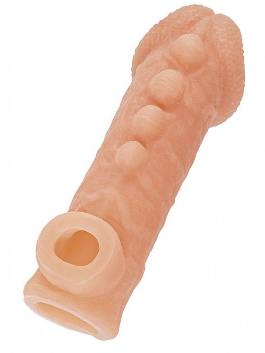 Телесная закрытая насадка с шишечками Cock Sleeve Size M - 15,6 см. - KOKOS - в Жуковском купить с доставкой
