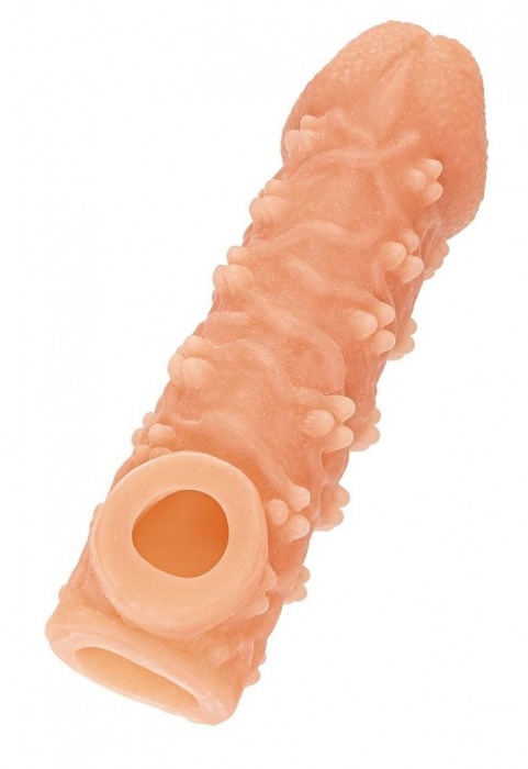 Телесная закрытая насадка с пучками шишечек Cock Sleeve Size L - 17,6 см. - KOKOS - в Жуковском купить с доставкой
