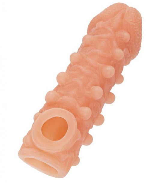 Телесная закрытая насадка с шариками Cock Sleeve Size L - 17,6 см. - KOKOS - в Жуковском купить с доставкой