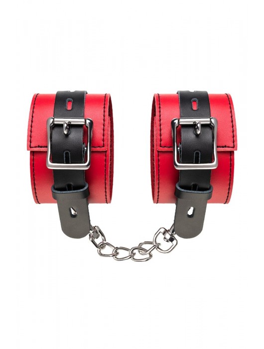 Красно-черные оковы на ноги из кожи - ToyFa - купить с доставкой в Жуковском