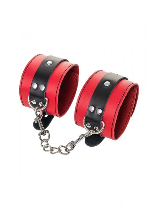 Красно-черные оковы на ноги из кожи - ToyFa - купить с доставкой в Жуковском