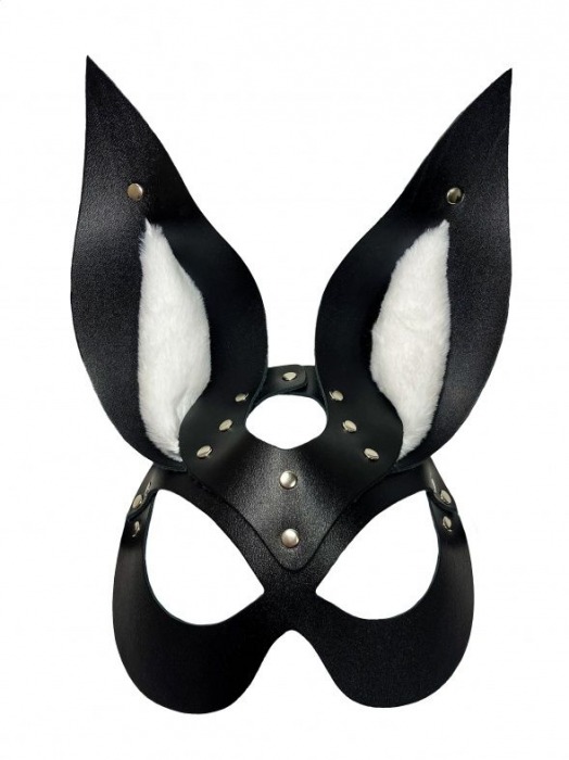 Черная маска зайки с белым мехом на ушках Miss Bunny - БДСМ Арсенал - купить с доставкой в Жуковском