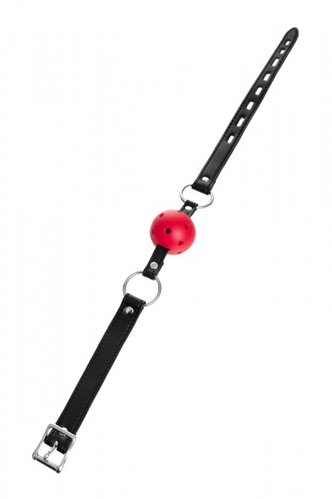 Красный кляп-шар на черных ремешках - ToyFa - купить с доставкой в Жуковском