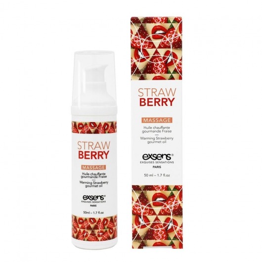 Разогревающее массажное масло  с ароматом клубники Gourmet Strawberry - 50 мл. - Exsens - купить с доставкой в Жуковском